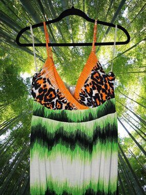 Leopard meets ikat in a striking maxi moment